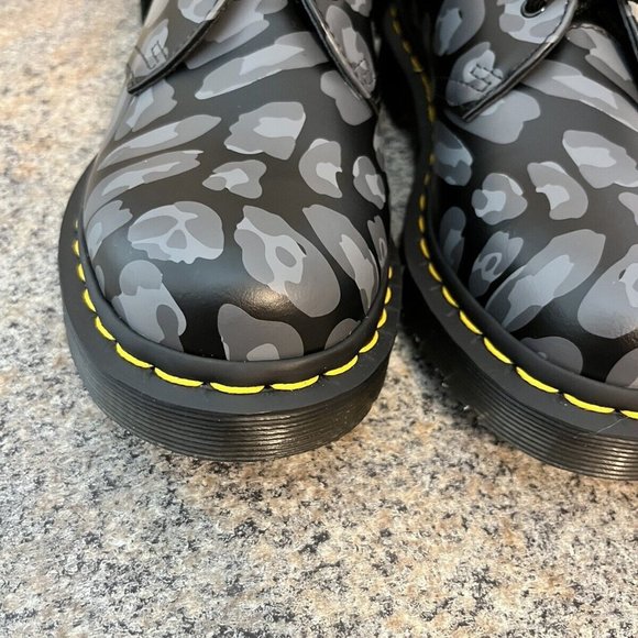 Dr. Martens‎ 1461 Distorted Leopard / Skull Print Oxfords Black Grey Womens Sz 5 - Picture 6 of 9